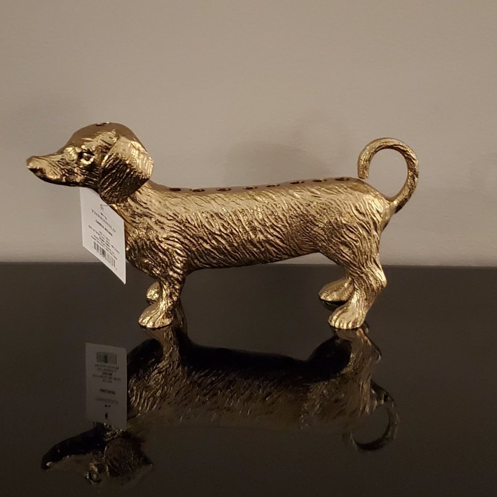 Gold Metal Dachshund Dog Menorah Candle Holder - Threshold by Target - New